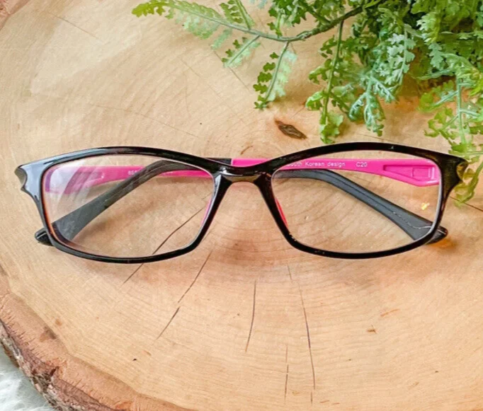 SOUTH KOREAN DESIGN 8658 ULTRA LIGHT PINK BLACK C2 RECTANGLE FRAMES 52-16-135