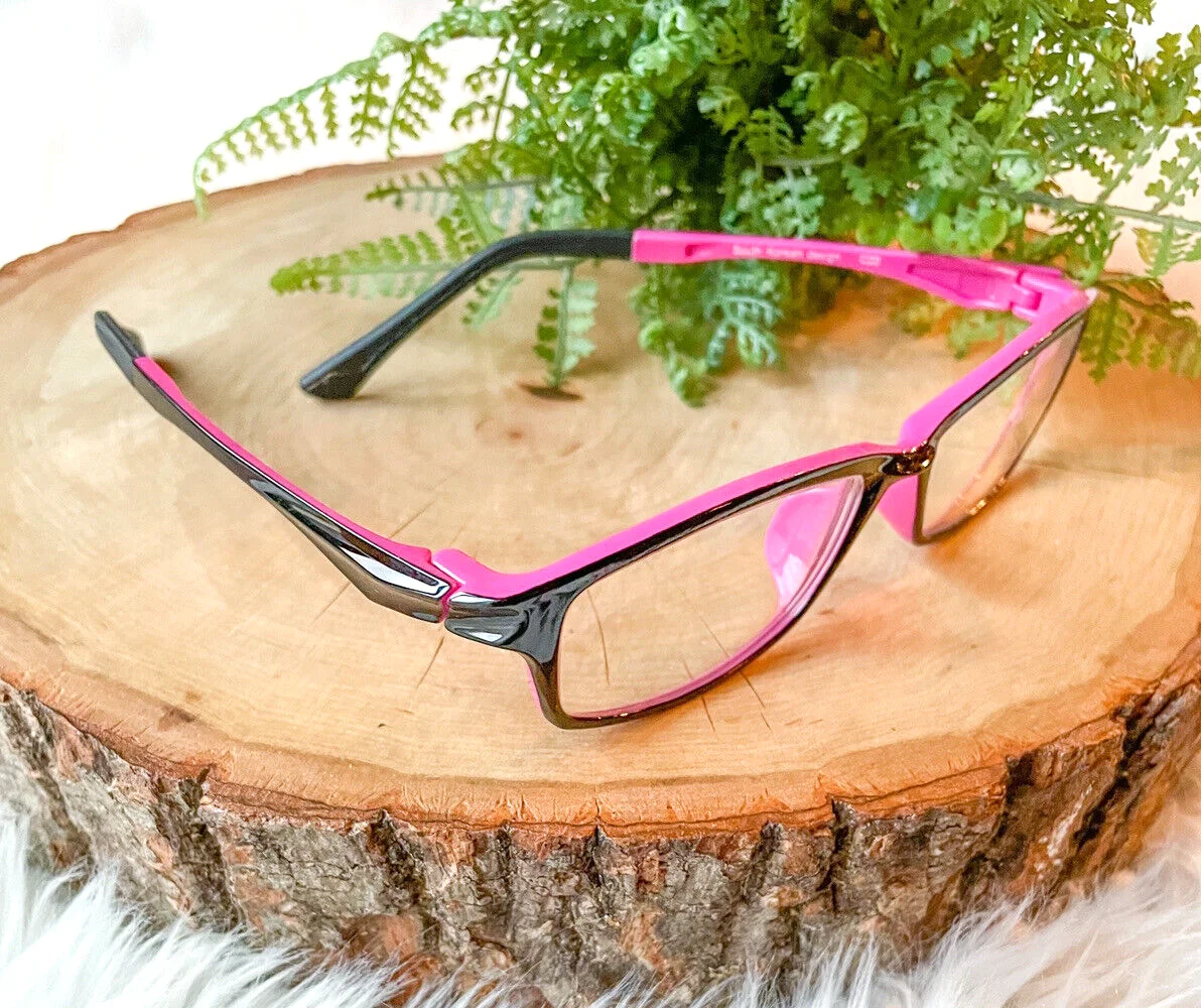 SOUTH KOREAN DESIGN 8658 ULTRA LIGHT PINK BLACK C2 RECTANGLE FRAMES 52-16-135 3