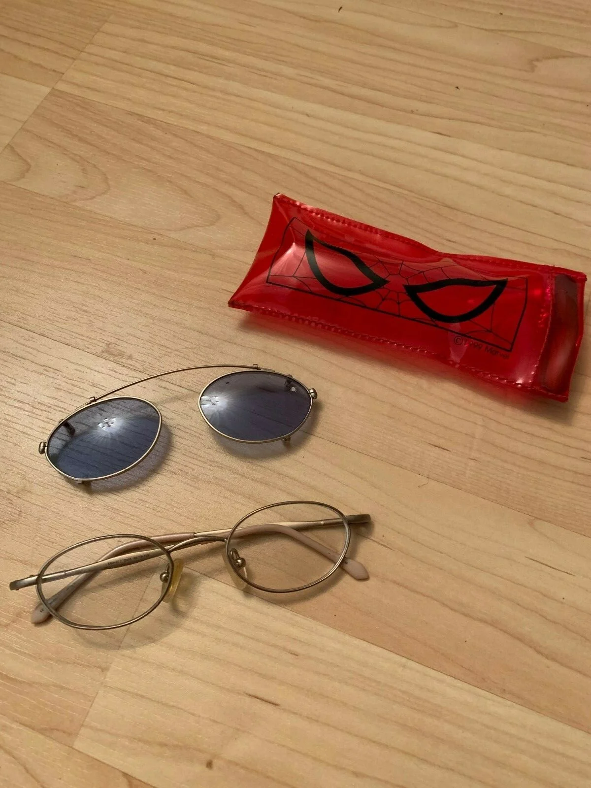 Spiderman Glasses Frames Clip On Sunglasses Marvel 7 gold 42 19 125 with Case