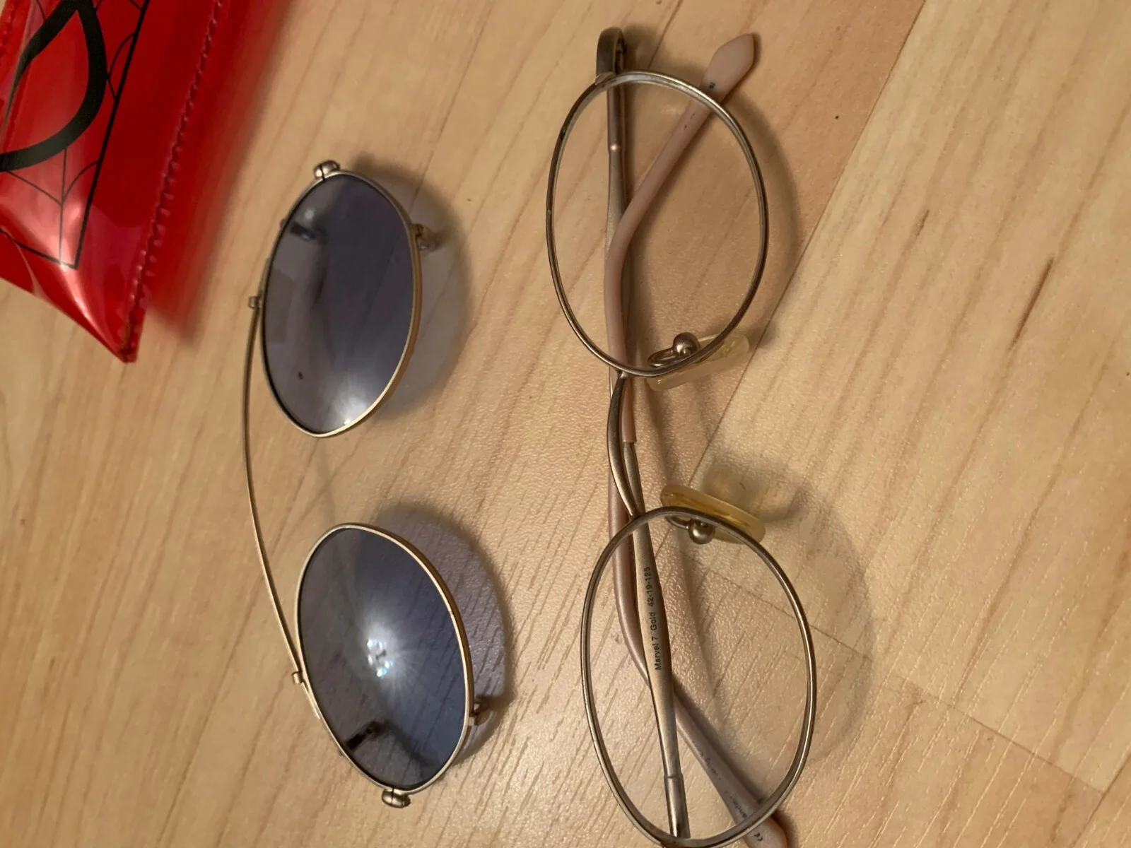 Spiderman Glasses Frames Clip On Sunglasses Marvel 7 gold 42 19 125 with Case 3