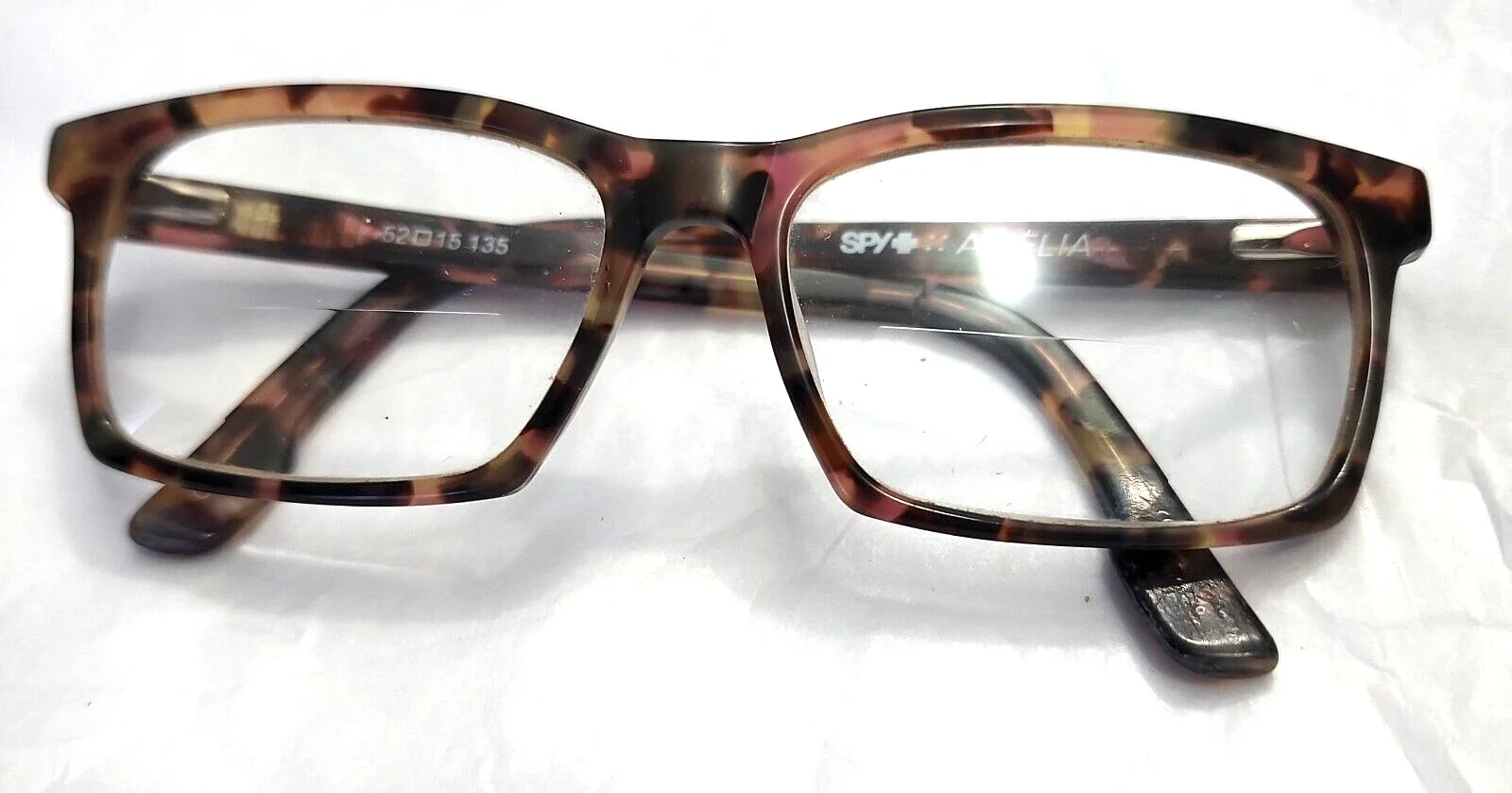 Spy Optics Amelia Brown Tortoise Rectangle Eyeglasses Frames 52-15 135 Crack Tip