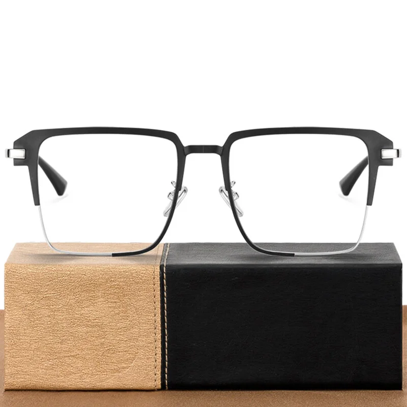 Square Glasses Oversized Wide Metal Frames for Big Faces Fat Heads Men Eyeglass 4
