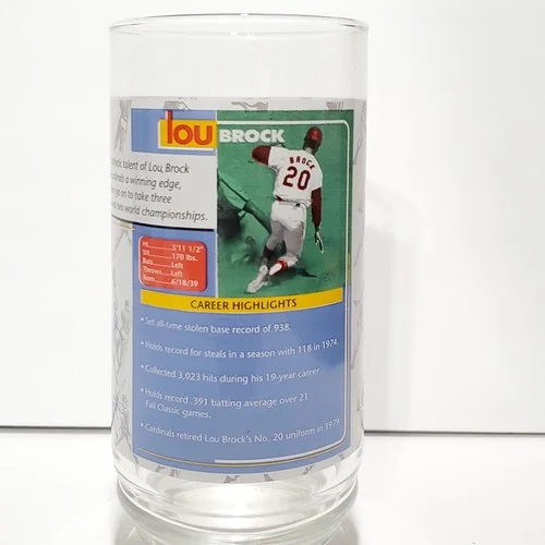 St Louis Cardinals 1998 Lou Brock McDonalds Legendary Players Collector Glass 3