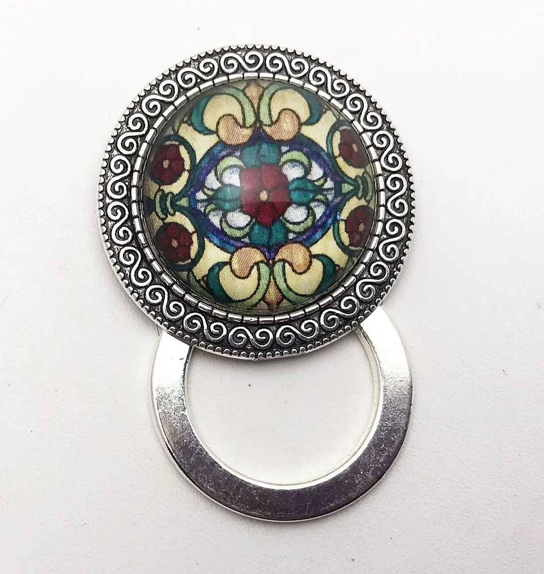 Stained Glass Art Magnetic Badge Eyeglass Holder, Magnetic Pin Brooch (#2)