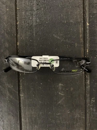Stainless Steel Sport 180 Hat Trick Black Eyeglass Frames Adolfo