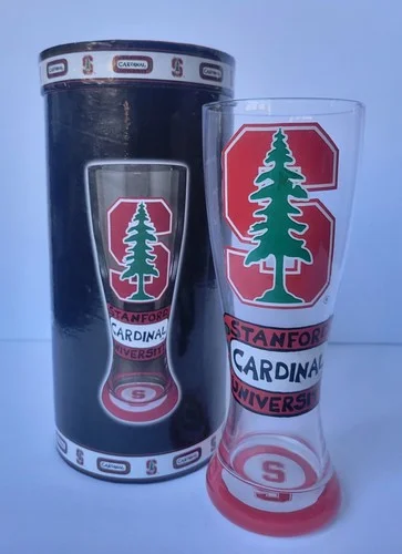 Stanford University Pilsner Glass Handpainted By Alice Art Cardinal In Box!