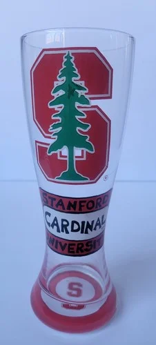 Stanford University Pilsner Glass Handpainted By Alice Art Cardinal In Box! 2