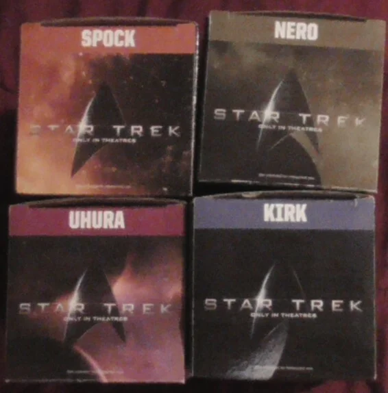 STAR TREK Collectible 4 Glass Cup set 2008 Burger King New Complete Set Sealed