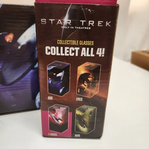 Star Trek Four (4) Collectible Glasses Burger King 2008 Kirk, Spock, Uhura, Nero 3