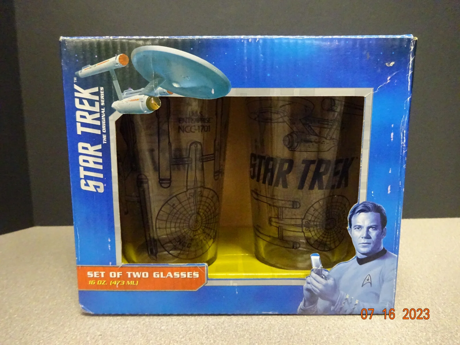 Star Trek NCC-1701 The Original Series Set of 2 Glasses Vandor #54194 NEW in Box