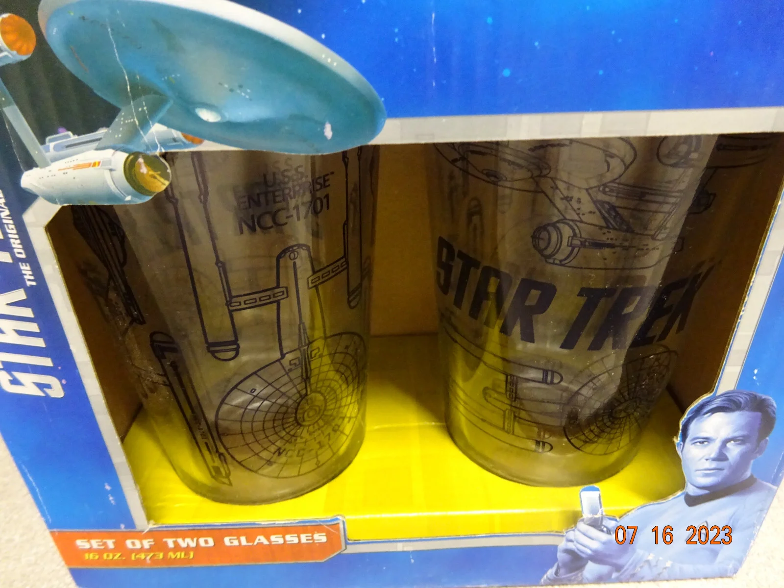 Star Trek NCC-1701 The Original Series Set of 2 Glasses Vandor #54194 NEW in Box 3