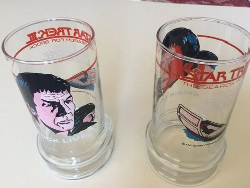 Star Trek Set Of 2 Spock Lives Glasses From Taco Bell 1984 Paramount Pictures