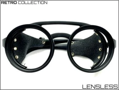 Steampunk Cyber Lensless Eye Glasses Round Leather Blinder Frame Only NO Lens 2