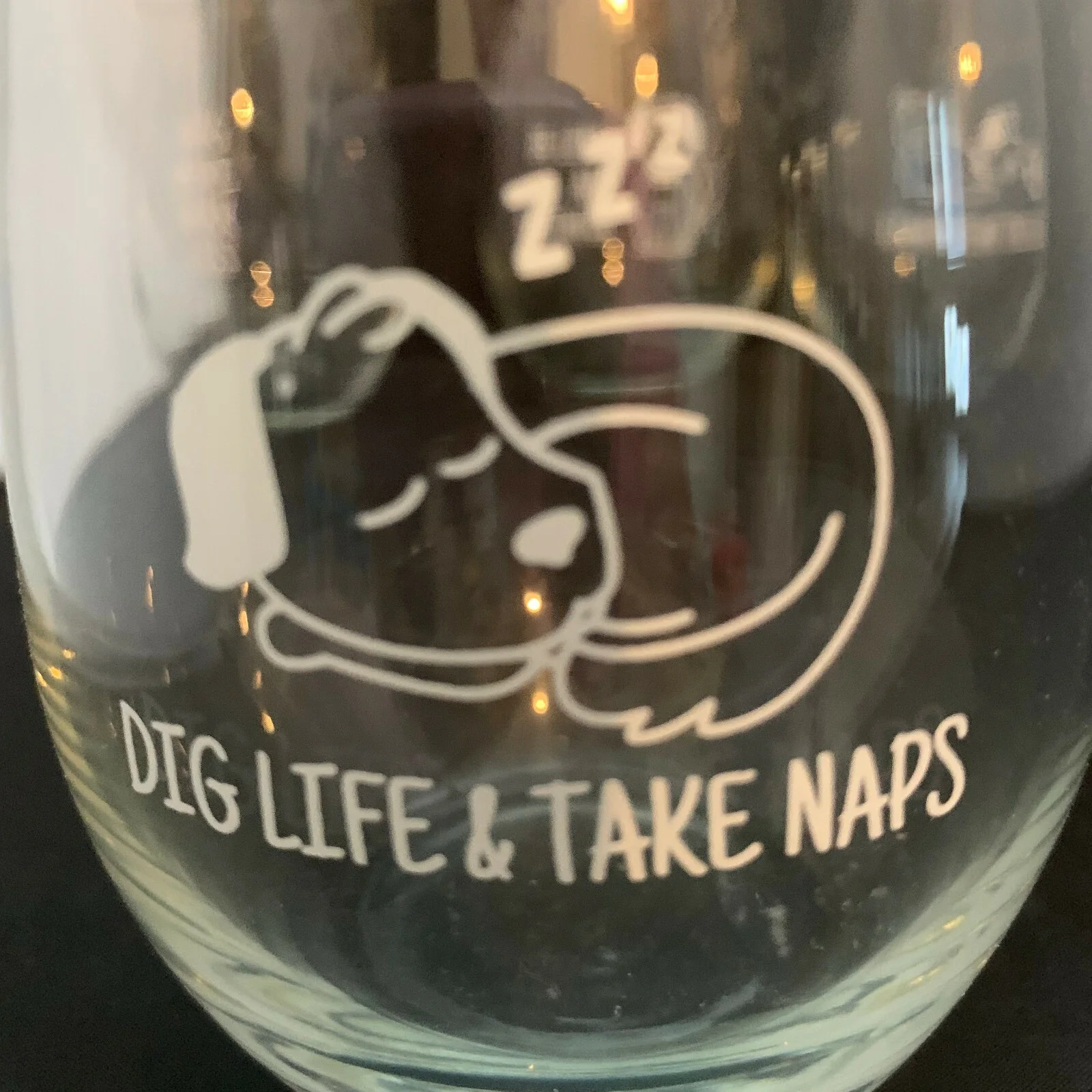 Stemless Wineglasses with Adorable Dogs and Sayings on Them 3