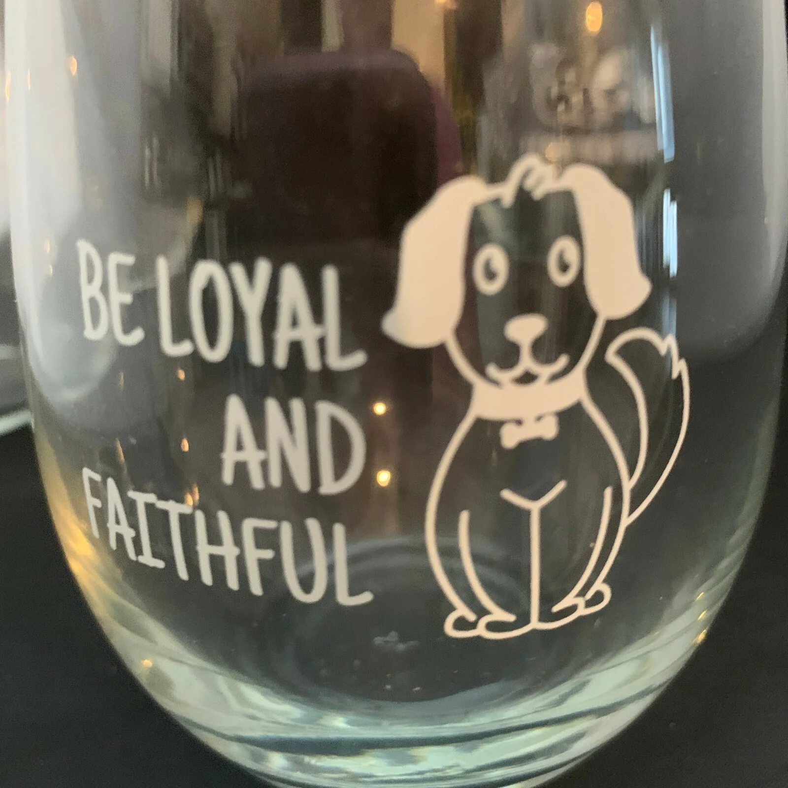 Stemless Wineglasses with Adorable Dogs and Sayings on Them 4