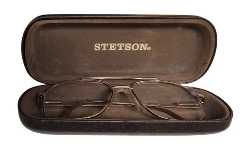 STETSON 178 By Zyloware Eyeglass Frames Gold Aviator Flex Hinge Original Case