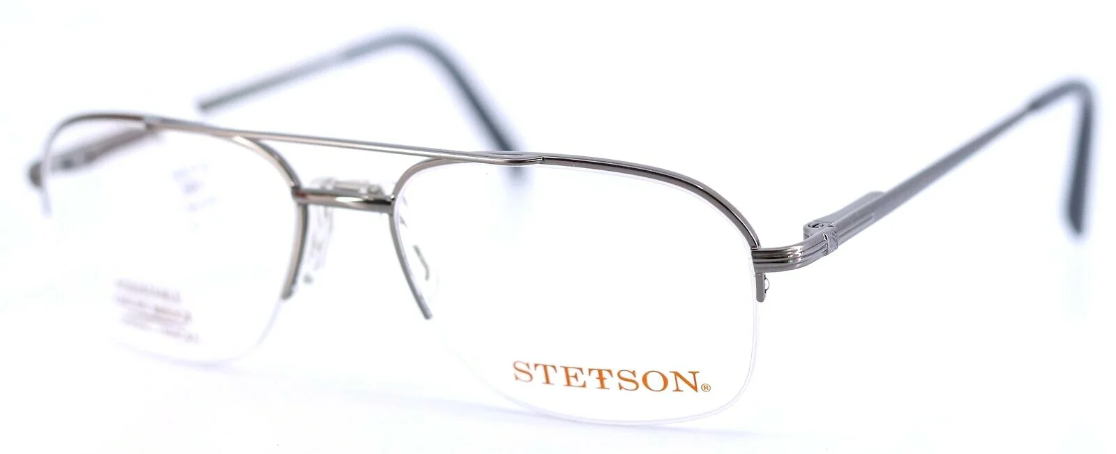 STETSON 239 GUN Gunmetal Aviator Mens Half Rim Eyeglasses Frames 54-17-140