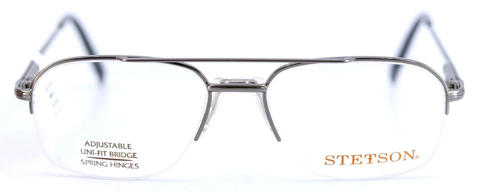 STETSON 239 GUN Gunmetal Aviator Mens Half Rim Eyeglasses Frames 54-17-140 2