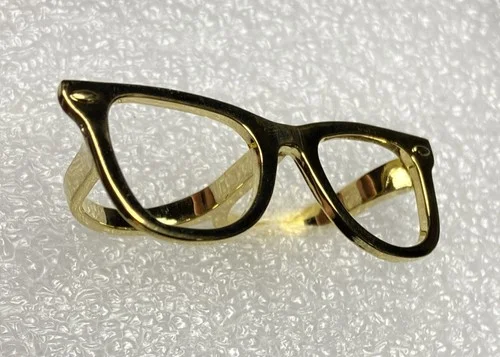 Steve Madden Eye Glasses Gold Frame Novelty Statement Ring 6.75/7.5 Sunglasses