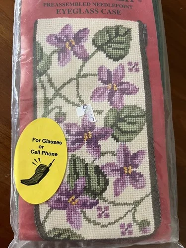 Stitch and Zip Eyeglass Case Kit #SZ344 Violets Green White NIP 2