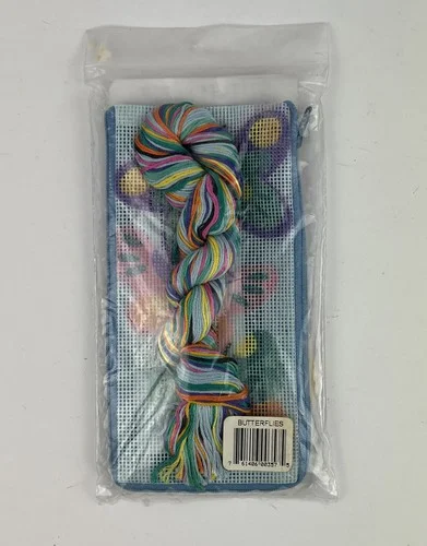 Stitch And Zip Needlepoint Eyeglass Phone Case SZ357 Butterflies 1999 DIY Sealed 2