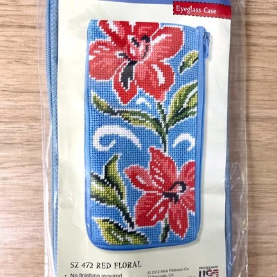 Stitch and Zip Red Floral eyeglass case kit SZ 472 2