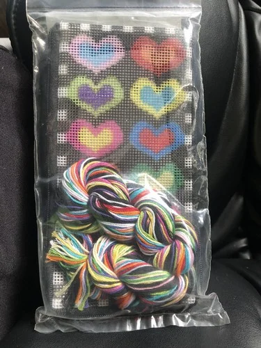 Stitch & Zip Needlepoint Eyeglass Case Kit - Hearts on Black 3