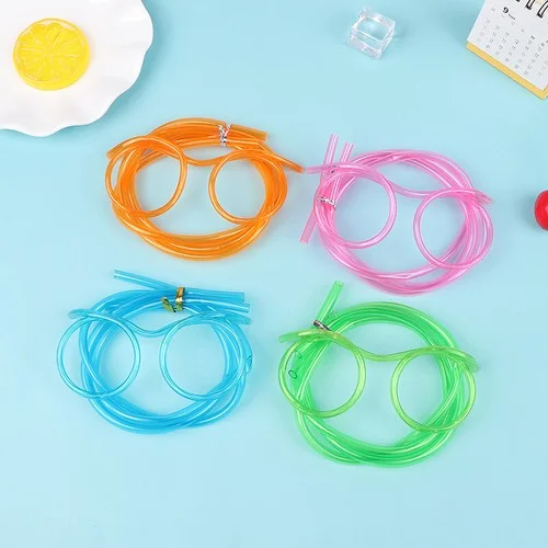 Straw Glasses Flexible Drinking Straws Funny Soft PVC Glasses Kids Party Supplies Bar Supplies Creativity Toy Kids Gift 1