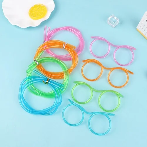 Straw Glasses Flexible Drinking Straws Funny Soft PVC Glasses Kids Party Supplies Bar Supplies Creativity Toy Kids Gift 2