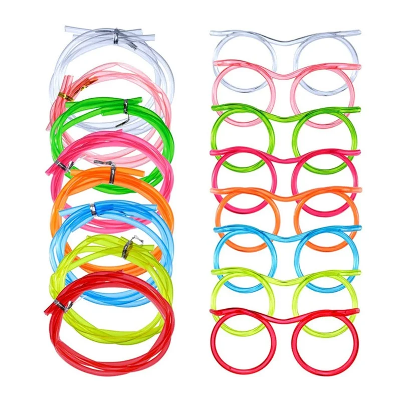 Straws Straw Drinking Party Crazy Eyeglasses Glasses Funny Funky Drink Silly Tube Cocktail Beverage Smoothie Novelty Decorative