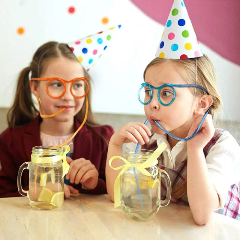 Straws Straw Drinking Party Crazy Eyeglasses Glasses Funny Funky Drink Silly Tube Cocktail Beverage Smoothie Novelty Decorative 4