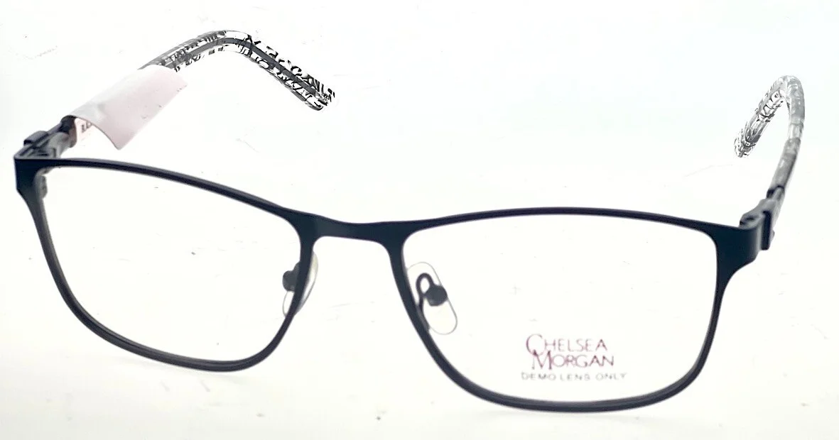 Stylish, Fun! Chelsea Morgan CM6001 Black/Clear Eyeglass Frames 53/17/140 #164