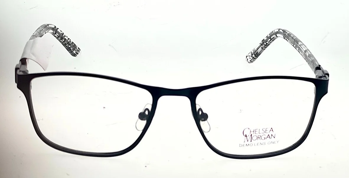 Stylish, Fun! Chelsea Morgan CM6001 Black/Clear Eyeglass Frames 53/17/140 #164 2