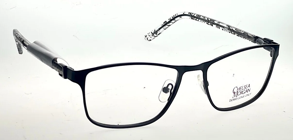 Stylish, Fun! Chelsea Morgan CM6001 Black/Clear Eyeglass Frames 53/17/140 #164 3