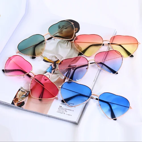 Stylish Metal Frame Sunglasses Women Love Heart Shape Eyewear Eyeglasses