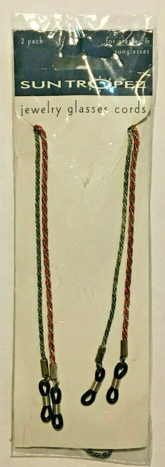 Sun Tropez Red & Green Chain Eyeglasses/Sunglasses 2 Pack Grip Cords Straps NIP