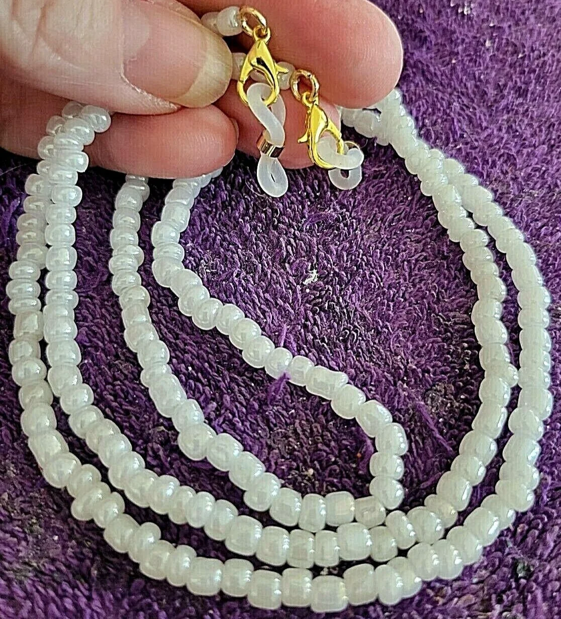 Sunglass Chain Beaded Pearl Chain Eyeglass Lanyard Holder Strap Silicone Loops Women Necklace Outside Casual Accessory