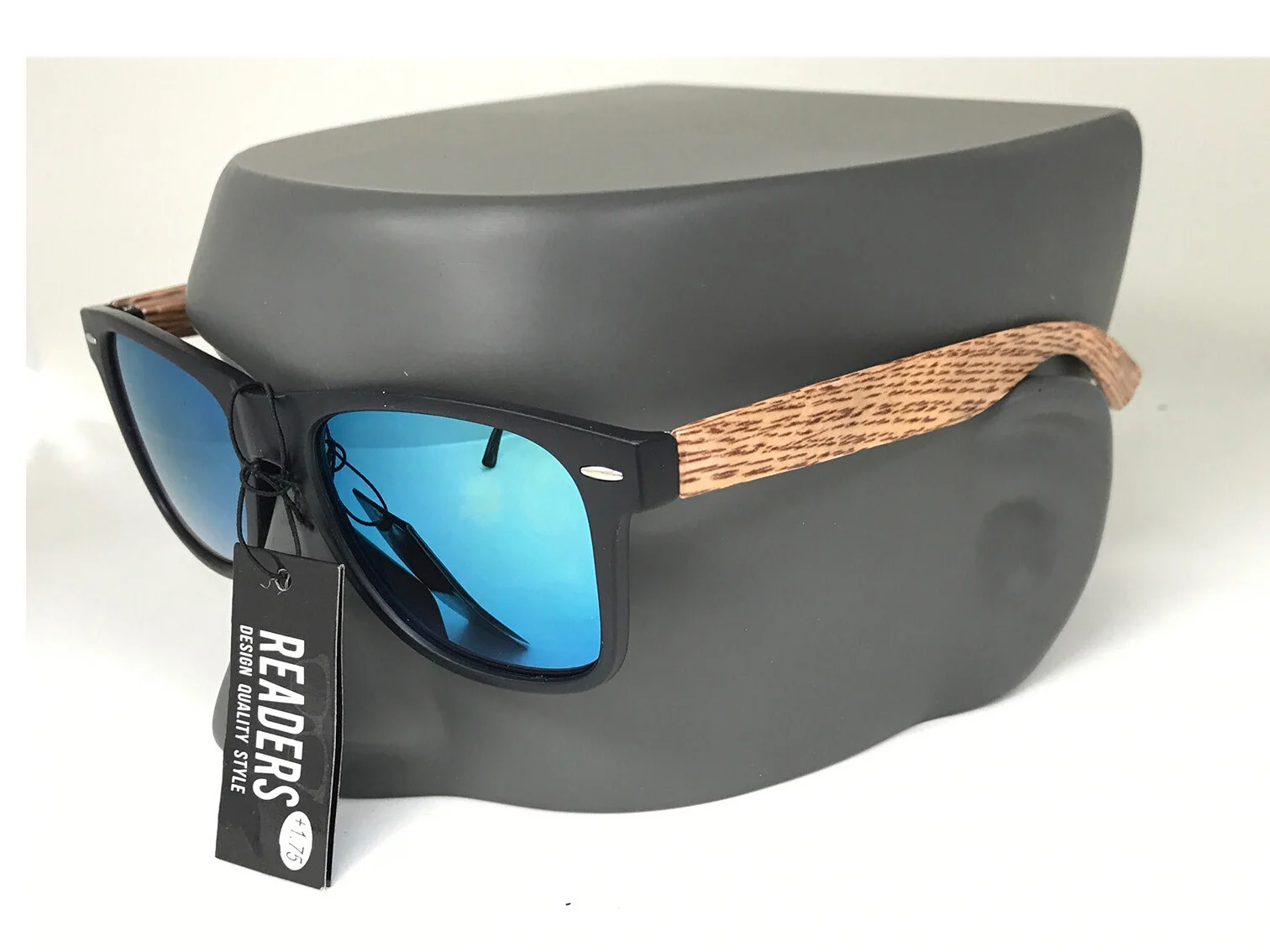 Sunglass Readers Horn Rimmed Full Lens Tinted Reading Glasses Blue Mirror Lenses 3
