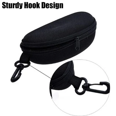 Sunglasses Case Hard Glasses Eyeglasses Shell Large Travel Zipper Clam With Clip 4