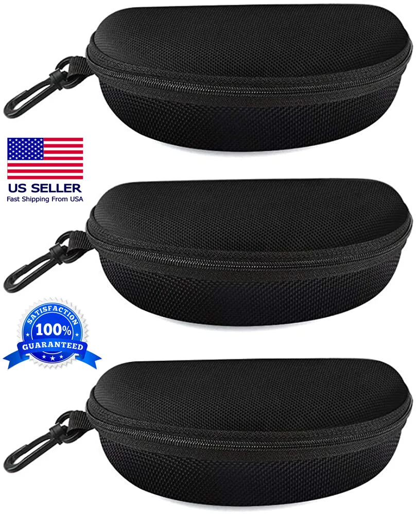 Sunglasses Case for Men Women with Hook Portable Travel Zipper Eyeglasses Cases 3