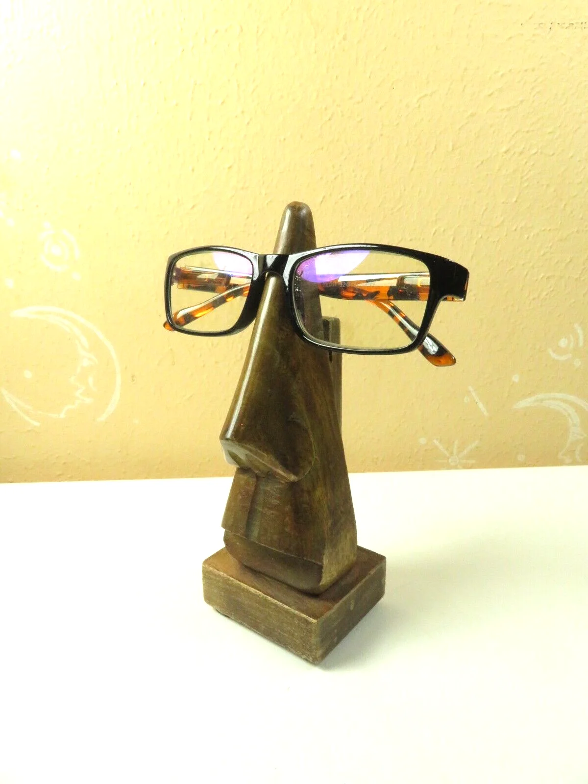 Sunglasses Display Wooden Stand Nose Shaped Spectacle Eyeglasses Frame Holder