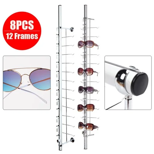 Sunglasses Eyeglasses Display Rod Optical Frames 8Pcs 12-Frame With Lock Silver 4