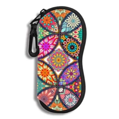 Sunglasses Neoprene Ultra Light Case Zippered Eyeglass Case with Carabiner Hook