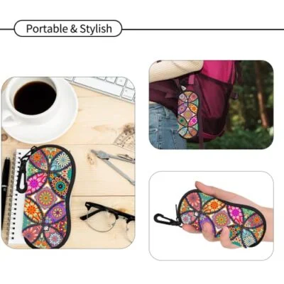 Sunglasses Neoprene Ultra Light Case Zippered Eyeglass Case with Carabiner Hook 3