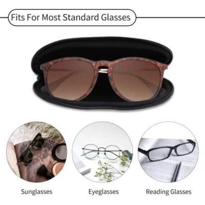 Sunglasses Neoprene Ultra Light Case Zippered Eyeglass Case with Carabiner Hook 4