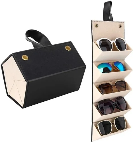 Sunglasses Travel Organizer 5 Slots Multiple Glasses Case PU Eyeglasses Holder 2