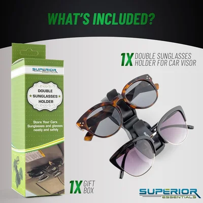Superior Essentials Sunglass Holder for Car Visor - Luxury Eyeglass Car Mount 3