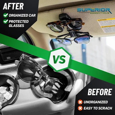 Superior Essentials Sunglass Holder for Car Visor - Luxury Eyeglass Car Mount 4