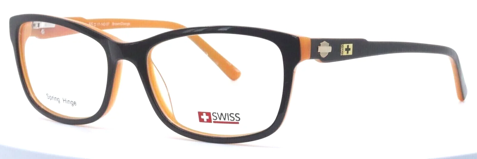SWISS SWM-16-21 Brown Orange Womens Rectangle Full Rim Eyeglasses 55-17-142 B:37