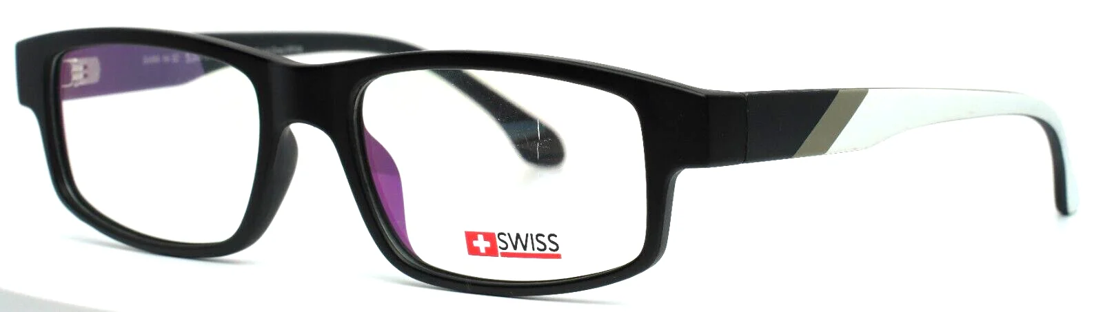 SWISS SWM-16-32 Matte Black Grey White Mens Rectangle Eyeglasses 53-18-141 B:33